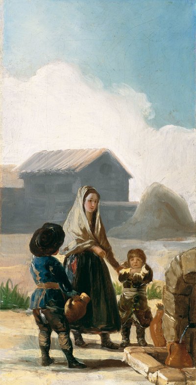 Une femme et deux enfants près d