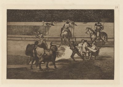 Banderilles de feu, Planche 31 de La tauromachie - Francisco de Goya