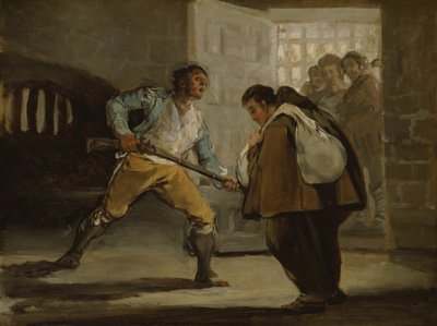 El Maragato menace le frère Pedro de Zaldivia avec son fusil - Francisco de Goya