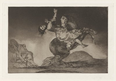 El caballo raptor, aussi connu sous le nom de La mujer y el potro, que los dome otro, de la série Los disparates - Francisco de Goya