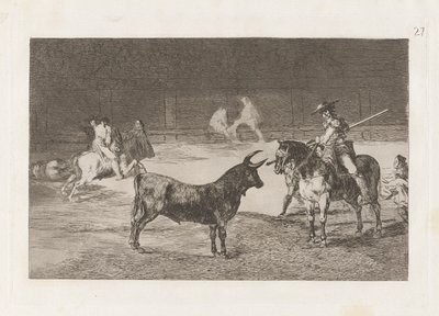 Le Célèbre Picador, Fernando del Toro, Attire la Bête Féroce avec sa Pique, Planche 27 de La tauromachie - Francisco de Goya