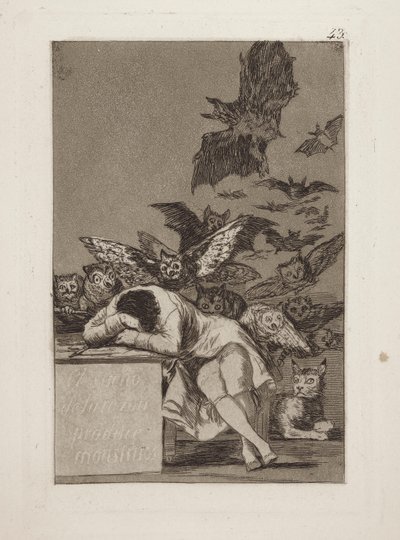 Le sommeil de la raison produit des monstres, pl. 43 de la série Los caprichos - Francisco de Goya