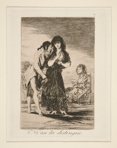 Ni ainsi il ne peut la distinguer, pl. 7 de Los caprichos - Francisco de Goya