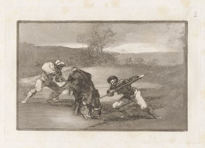 Une autre façon de chasser à pied, Planche 2 de La tauromachie - Francisco de Goya