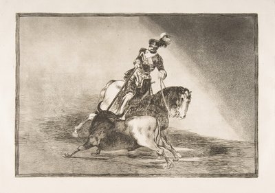 Planche 10 de La Tauromachie : Charles V piquant un taureau dans l