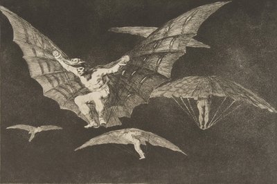 Planche 13 des Disparates : Une manière de voler - Francisco de Goya