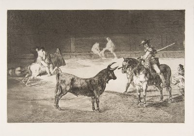 Planche 27 de la Tauromaquia: Le célèbre picador, Fernando del Toro, attire le fier... - Francisco de Goya