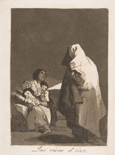 Planche 3 de Los Caprichos : Voici le croque-mitaine Que viene el Coco., 1799 - Francisco de Goya