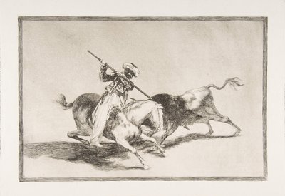 Planche 5 de La Tauromachie : Le fougueux Maure Gazul est le premier à piquer les taureaux, 1816 - Francisco de Goya