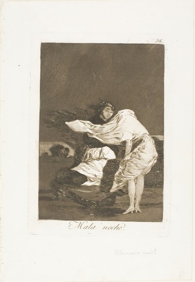Une Mauvaise Nuit, planche 36 de Los Caprichos - Francisco Jose de Goya y Lucientes