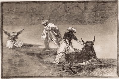 Corrida : Les Maures jouent la cape avec un autre taureau dans une enceinte - Francisco de Goya