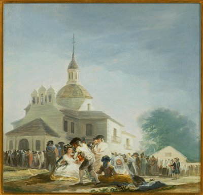 Pèlerins devant la chapelle de Saint Isidore La ermita de San Isidro el dia de la fiesta ... (peinture sur toile) - Francisco Jose de Goya y Lucientes