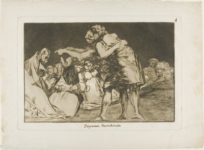 Celle qui est mal mariée ne manque jamais une occasion de le dire, planche sept de Los Proverbios - Francisco Jose de Goya y Lucientes