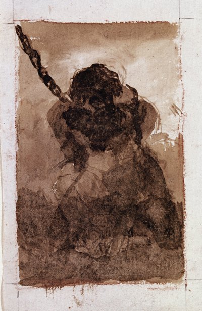 Silhouette de prisonnier enchaîné (dessin) - Francisco de Goya