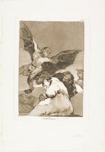 Les colporteurs - Rafales de vent, planche 48 de Los Caprichos - Francisco Jose de Goya y Lucientes