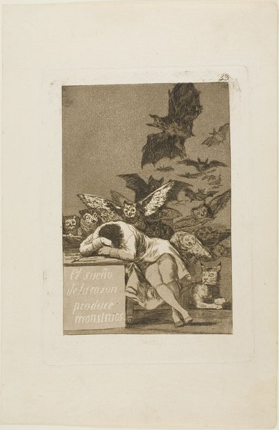Le sommeil de la raison engendre des monstres, planche 43 de Los Caprichos - Francisco Jose de Goya y Lucientes