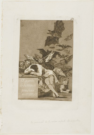 Le sommeil de la raison engendre des monstres, planche 43 de Los Caprichos - Francisco Jose de Goya y Lucientes