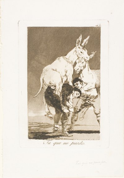 Toi qui ne peux pas, planche 42 de Los Caprichos - Francisco Jose de Goya y Lucientes