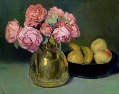 Nature morte de fleurs et de fruits - Francisco Llorens Diaz
