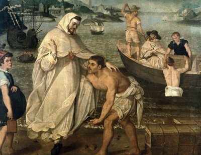 Saint Pierre Nolasque (1189-1256) embarque pour libérer les captifs chrétiens retenus en otage par des pirates maures pour être vendus comme esclaves en Afrique (peinture) - Francisco Pacheco