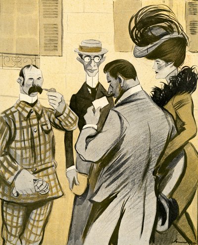 Deux Anglais demandent maladroitement des directions à un couple français glamour en mauvais français, 1903 - Francisco Sancha y Lengo