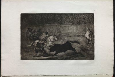 Corridas : un chevalier espagnol monté brisant des lances courtes avec l