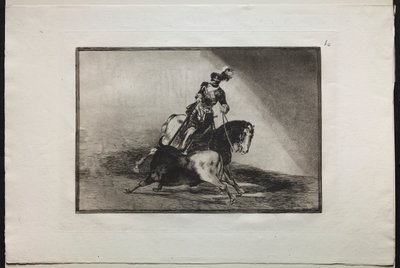 Corridas : Charles V lançant une lance à un taureau - Francisco de Goya