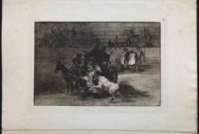 Corridas : Combat dans une calèche attelée à deux mules - Francisco de Goya