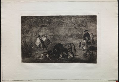 Corridas : Le chien lâché sur le taureau - Francisco de Goya