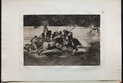 Corridas : Le puissant Rendon poignarde un taureau avec la pique, de laquelle il est mort..., 1876 - Francisco de Goya