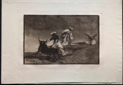 Corridas : Ils jouent un autre avec la cape dans une enceinte - Francisco de Goya