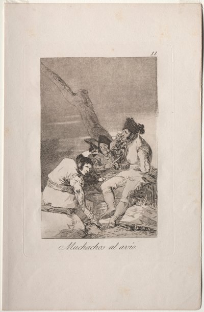Caprichos : Garçons se préparant - Francisco de Goya