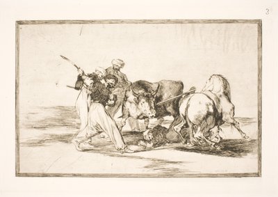 Les Maures qui se sont installés en Espagne et ont abandonné la superstition du Coran ont acquis cet art de chasser et de piquer un taureau dans la plaine - Francisco de Goya