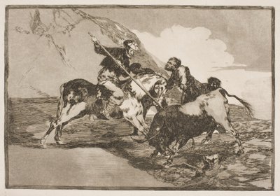 La manière dont les anciens Espagnols à cheval chassaient les taureaux dans la plaine - Francisco de Goya