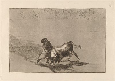 El diestrisimo estudiante de Falces, embozadoburla al toro con sus quiebros - Francisco de Goya