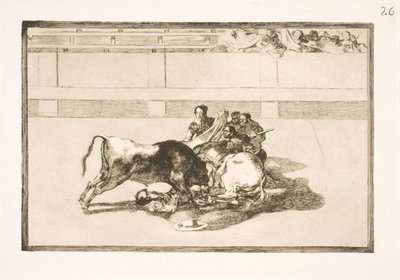 Un picador est jeté de son cheval et tombe sous le taureau - Francisco de Goya
