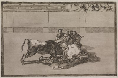Un picador est jeté de son cheval et tombe sous le taureau - Francisco de Goya