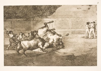 Cheval jeté à terre par un taureau - Francisco de Goya