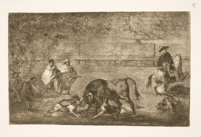 Les chiens lâchés sur le taureau - Francisco de Goya