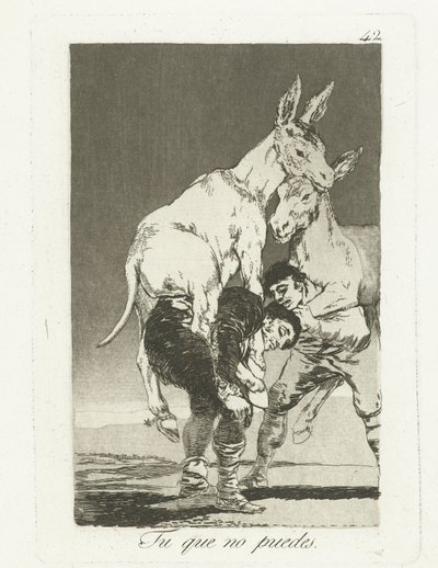 Toi qui ne peux plus (Los Caprichos) - Francisco de Goya