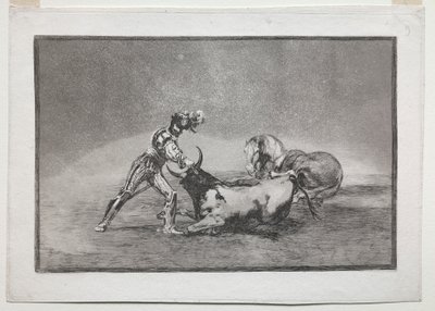 La Tauramaquia : Un chevalier espagnol tue le taureau après avoir perdu son cheval - Francisco de Goya