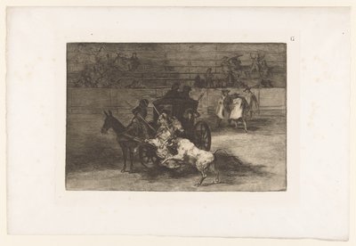 Hommes attaquant un taureau depuis un véhicule - Francisco de Goya