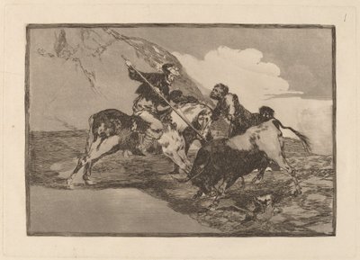 La manière dont les anciens Espagnols chassaient les taureaux à cheval dans la campagne - Francisco de Goya