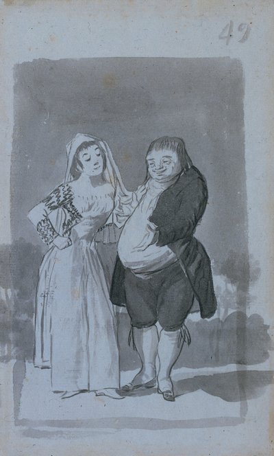 Prostituée sollicitant un homme gras et laid recto, 1796-97 - Francisco de Goya