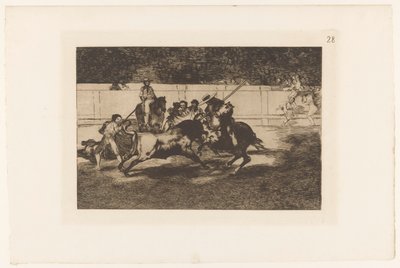 Rendon pique un taureau avec sa lance (La Tauromachie) - Francisco de Goya