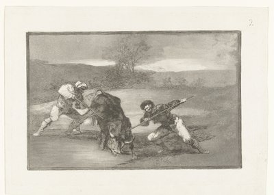 Chasse au taureau à pied (série: La Tauromachie) - Francisco de Goya