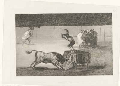 Toreador debout sur une table dans une arène (La Tauromachie) - Francisco de Goya