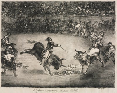 Les taureaux de Bordeaux : Le célèbre Américain, Mariano Ceballos - Francisco de Goya