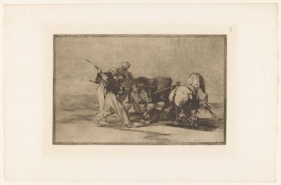 Quatre hommes chassant un taureau - Francisco de Goya