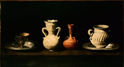 Nature morte cruches, pots. Peinture par Francisco de Zurbaran (1598-1664) 1633 - Francisco de Zurbaran